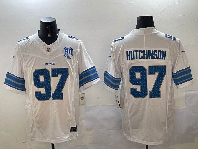 Men Detroit Lions #97 Hutchinson White three generations 2024 Nike Limited NFL Jersey style 3
